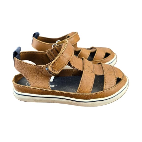 Cat & Jack Boys Brown Fisherman Sandals Size 8 Hook & Loop - Picture 1 of 11